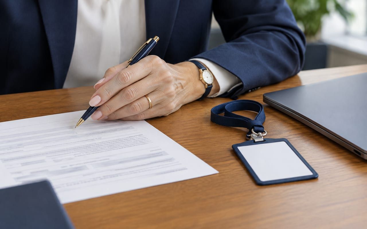 Formulário impresso e caneta na conferência da comunicação de acidente de trabalho